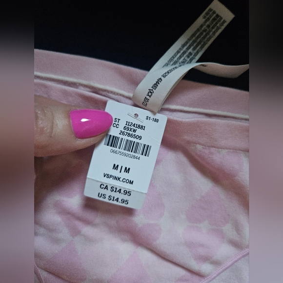 PINK Victoria's Secret Soft Pink Heart Patterned Bikini Panties Medium - Picture 2 of 4